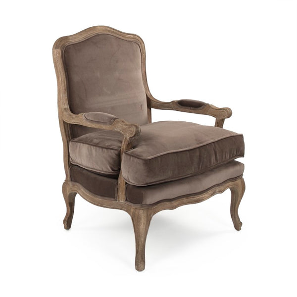 Zentique Bastille Velvet Love Chair — Compact Oak-Frame Loveseat with Plush Upholstery, Tailored Modern Design CFH004-1 E272 V011