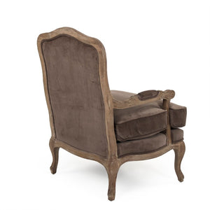 Zentique Bastille Velvet Love Chair — Compact Oak-Frame Loveseat with Plush Upholstery, Tailored Modern Design CFH004-1 E272 V011