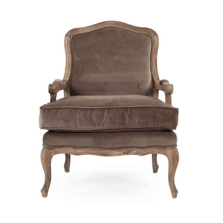 Zentique Bastille Velvet Love Chair — Compact Oak-Frame Loveseat with Plush Upholstery, Tailored Modern Design CFH004-1 E272 V011