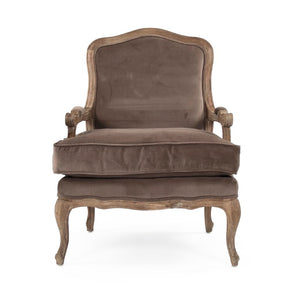 Zentique Bastille Velvet Love Chair — Compact Oak-Frame Loveseat with Plush Upholstery, Tailored Modern Design CFH004-1 E272 V011