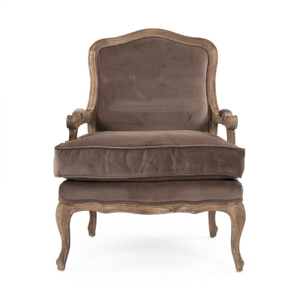 Zentique Bastille Velvet Love Chair — Compact Oak-Frame Loveseat with Plush Upholstery, Tailored Modern Design CFH004-1 E272 V011