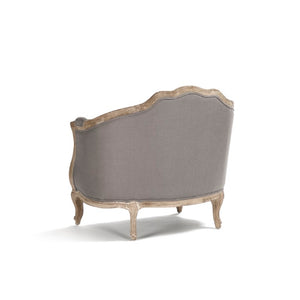 Zentique Maison Love Chair — Linen Upholstered Oak Frame Accent Seat with Padded Comfort for Compact Spaces Limed Grey Oak, Grey Linen CFH007-1 E272 A048