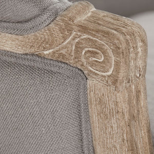 Zentique Maison Love Chair — Linen Upholstered Oak Frame Accent Seat with Padded Comfort for Compact Spaces Limed Grey Oak, Grey Linen CFH007-1 E272 A048