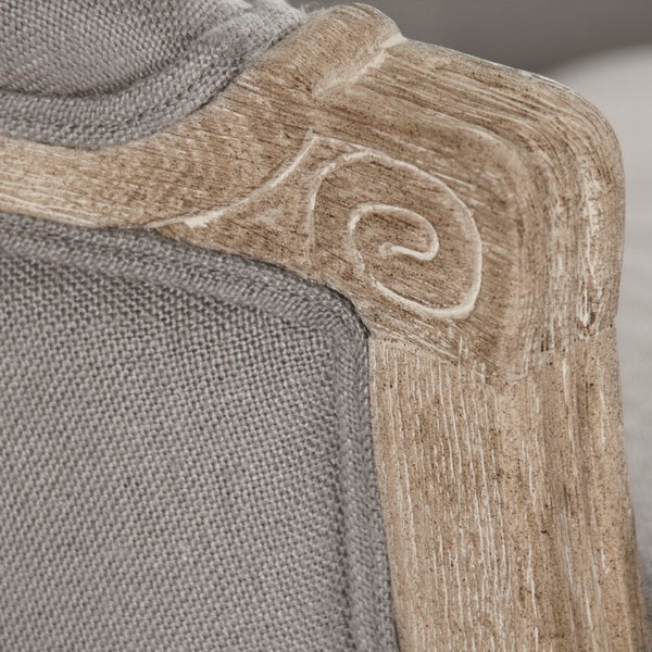Zentique Maison Love Chair — Linen Upholstered Oak Frame Accent Seat with Padded Comfort for Compact Spaces Limed Grey Oak, Grey Linen CFH007-1 E272 A048