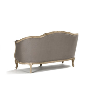 Zentique Maison Settee elegant French-inspired oak frame settee with breathable linen, compact cozy seating (97) Limed Grey Oak, Grey Linen CFH007-2 E272 A048