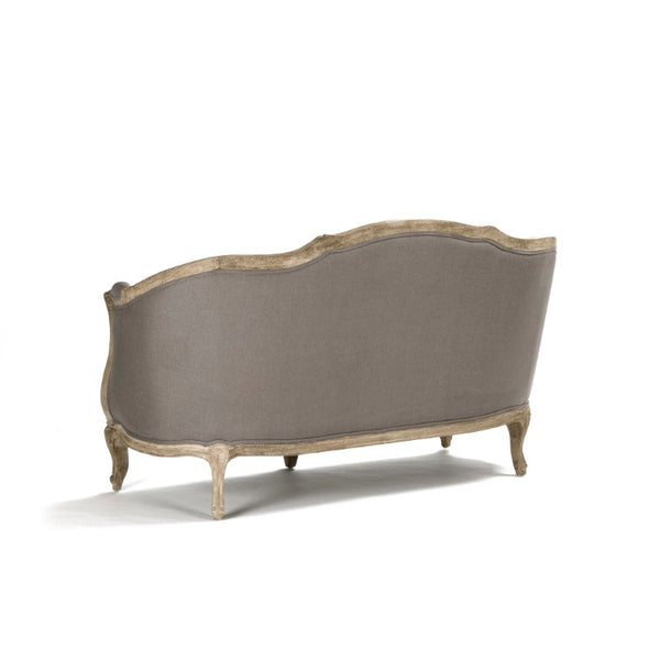 Zentique Maison Settee elegant French-inspired oak frame settee with breathable linen, compact cozy seating (97) Limed Grey Oak, Grey Linen CFH007-2 E272 A048