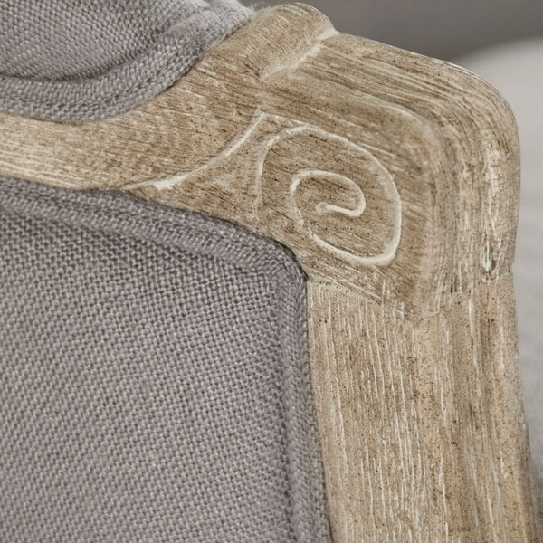 Zentique Maison Settee elegant French-inspired oak frame settee with breathable linen, compact cozy seating (97) Limed Grey Oak, Grey Linen CFH007-2 E272 A048