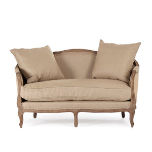 Zentique Maison Settee: Compact Oak Frame Linen-Burlap Sofa for Entryway, Transitional Style & Comfort (94 chars) CFH007-2 E272 Jute H009