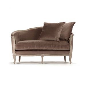 Maison Settee Limed Grey Oak, Brown Velvet CFH007-2 E272 V011 Zentique