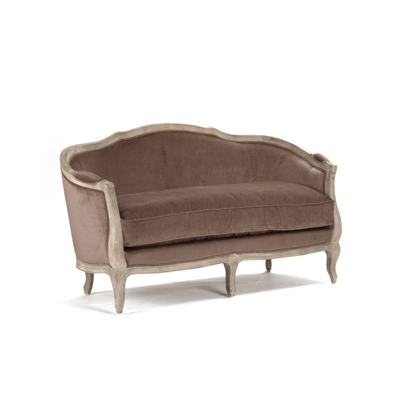 Maison Settee Limed Grey Oak, Brown Velvet CFH007-2 E272 V011 Zentique