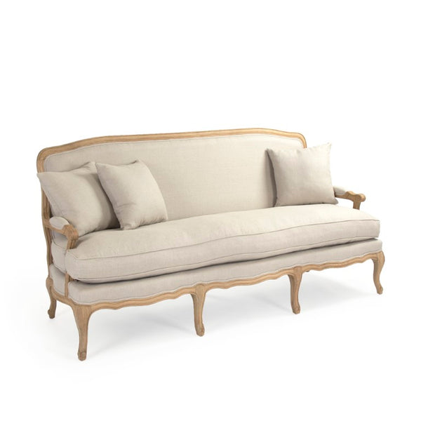 Zentique Bastille Sofa — Contemporary oak-framed linen-upholstered design with plush cushions for stylish comfort Natural Oak, Natural Linen CFH004-3 E255 A003