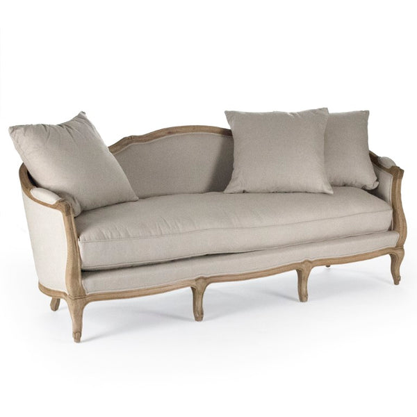 Zentique Maison Sofa with Breathable Linen Upholstery & Solid Oak Frame for Durable, Comfortable Living Room Style Natural Oak, Natural Linen CFH007-3 E255 A003