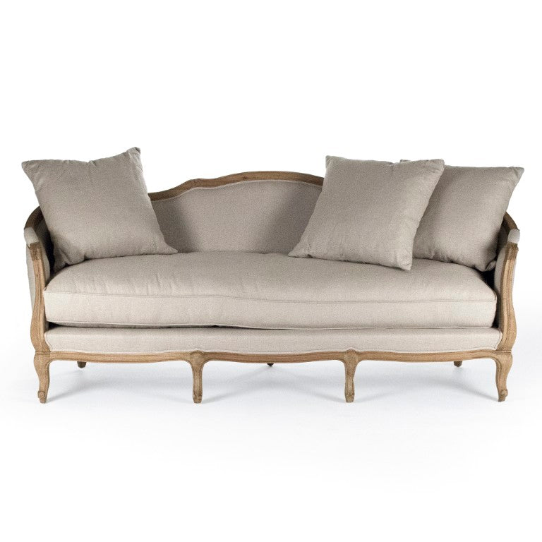 Zentique Maison Sofa with Breathable Linen Upholstery & Solid Oak Frame for Durable, Comfortable Living Room Style Natural Oak, Natural Linen CFH007-3 E255 A003