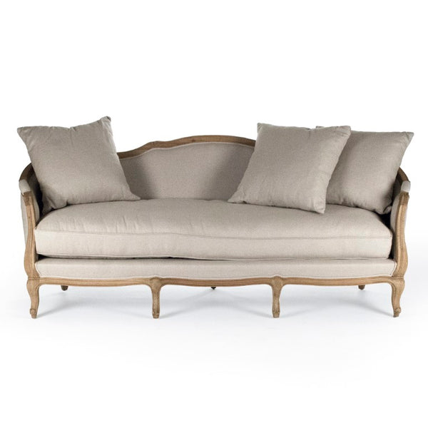 Zentique Maison Sofa with Breathable Linen Upholstery & Solid Oak Frame for Durable, Comfortable Living Room Style Natural Oak, Natural Linen CFH007-3 E255 A003
