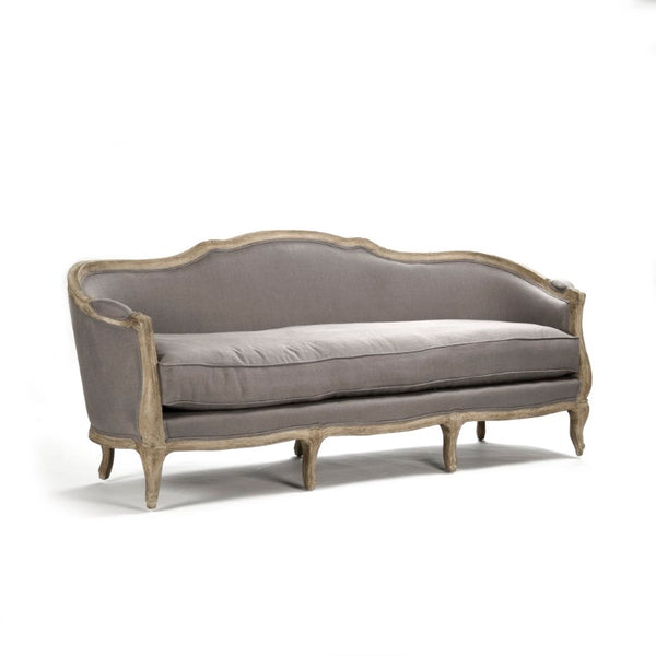 Zentique Maison Sofa with Breathable Linen Upholstery & Solid Oak Frame for Durable, Comfortable Living Room Style Limed Grey Oak, Grey Linen CFH007-3 E272 A048