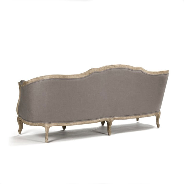 Zentique Maison Sofa with Breathable Linen Upholstery & Solid Oak Frame for Durable, Comfortable Living Room Style Limed Grey Oak, Grey Linen CFH007-3 E272 A048