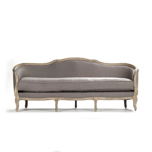 Zentique Maison Sofa with Breathable Linen Upholstery & Solid Oak Frame for Durable, Comfortable Living Room Style Limed Grey Oak, Grey Linen CFH007-3 E272 A048
