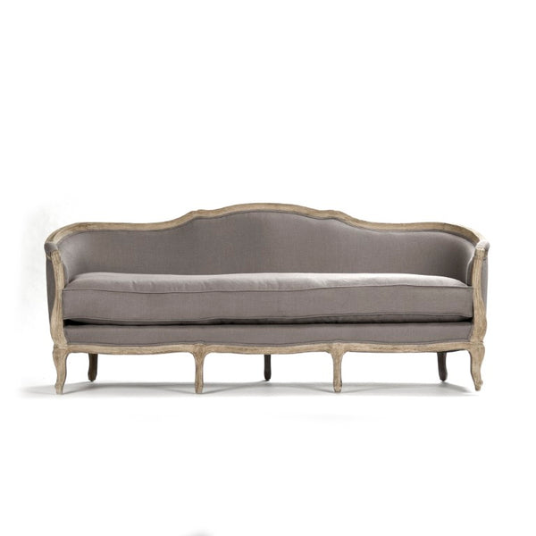 Zentique Maison Sofa with Breathable Linen Upholstery & Solid Oak Frame for Durable, Comfortable Living Room Style Limed Grey Oak, Grey Linen CFH007-3 E272 A048