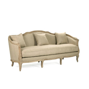 Zentique Maison Sofa with Breathable Linen Upholstery & Solid Oak Frame for Durable, Comfortable Living Room Style Limed Grey Oak, Hemp Linen CFH007-3 E272 H009