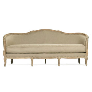 Zentique Maison Sofa with Breathable Linen Upholstery & Solid Oak Frame for Durable, Comfortable Living Room Style Limed Grey Oak, Hemp Linen CFH007-3 E272 H009