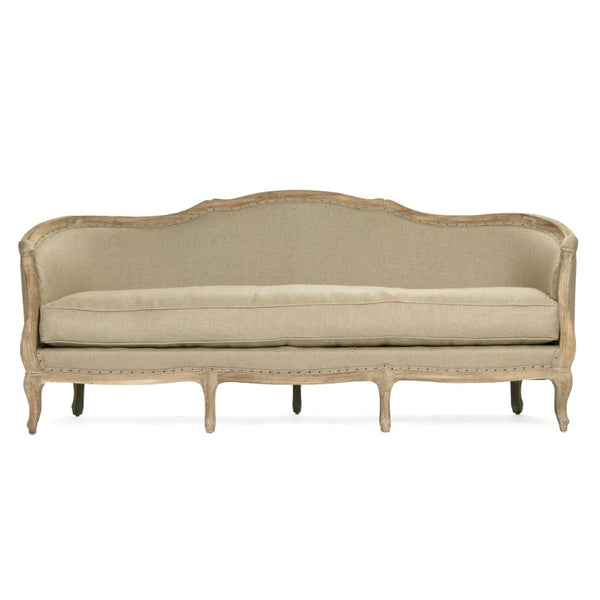 Zentique Maison Sofa with Breathable Linen Upholstery & Solid Oak Frame for Durable, Comfortable Living Room Style Limed Grey Oak, Hemp Linen CFH007-3 E272 H009