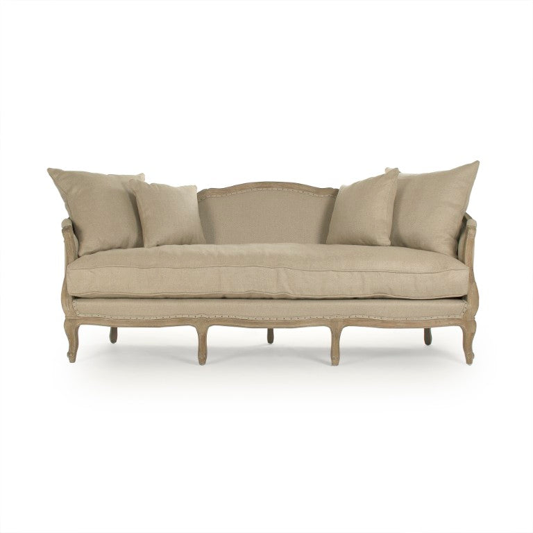 Zentique Maison Sofa Solid Oak Frame Linen Upholstery with Jute Accents — Plush Support, Timeless Scandinavian Charm (96 chars) CFH007-3 E272 Jute H009