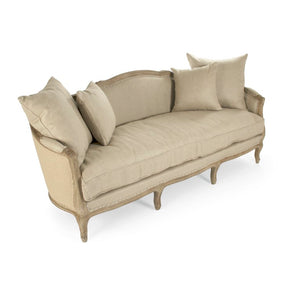 Zentique Maison Sofa Solid Oak Frame Linen Upholstery with Jute Accents — Plush Support, Timeless Scandinavian Charm (96 chars) CFH007-3 E272 Jute H009