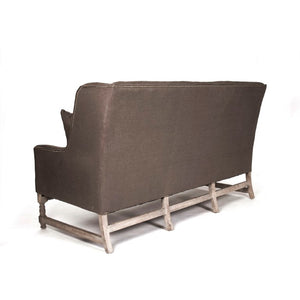 Zentique Aubert Oak Frame Sofa with Natural Linen Upholstery, Mid-Century Inspired Comfort and Supportive Seating W76 x H44 x D27 CFH010-3 E272 A008