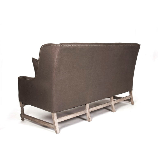 Zentique Aubert Oak Frame Sofa with Natural Linen Upholstery, Mid-Century Inspired Comfort and Supportive Seating W76 x H44 x D27 CFH010-3 E272 A008
