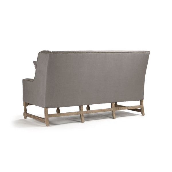 Zentique Aubert Oak Frame Sofa with Natural Linen Upholstery, Mid-Century Inspired Comfort and Supportive Seating W76 x H44.5 x D36 CFH010-3 E272 A048