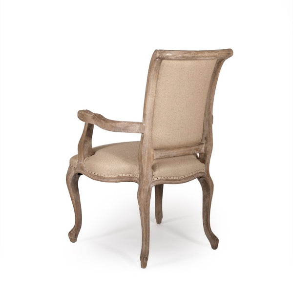 Zentique Dijon Oak Arm Chair with Linen Upholstery — Compact 24.5" Wide Comfort, Solid Stained Frame, Versatile Design CFH024 E272 H009