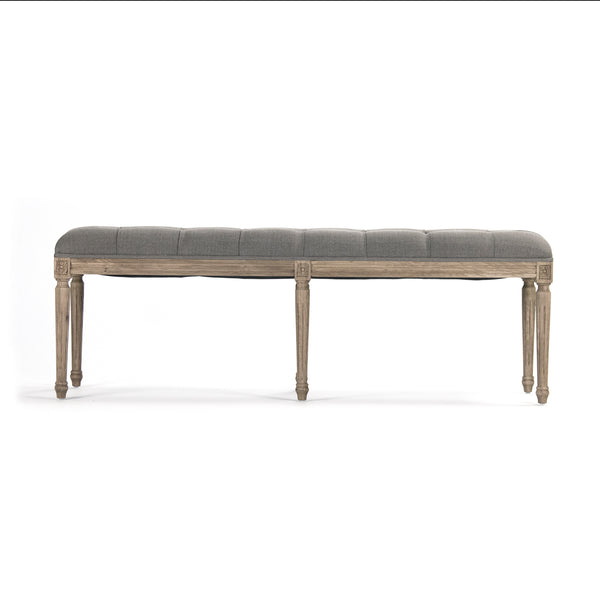 Louis Tufted Bench Natural Oak, Grey Linen CFH034-3-Z E255 A048 Zentique