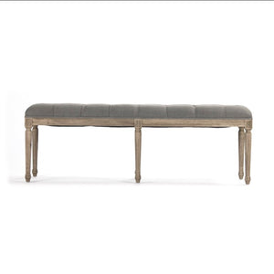 Zentique Louis Tufted Bench with Neutral Linen Upholstery and Solid Oak Legs for Stylish Entryway Seating Natural Oak, Grey Linen CFH034-3-Z E255 A048