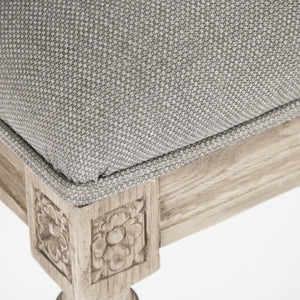 Zentique Louis Tufted Bench with Neutral Linen Upholstery and Solid Oak Legs for Stylish Entryway Seating Natural Oak, Grey Linen CFH034-3-Z E255 A048