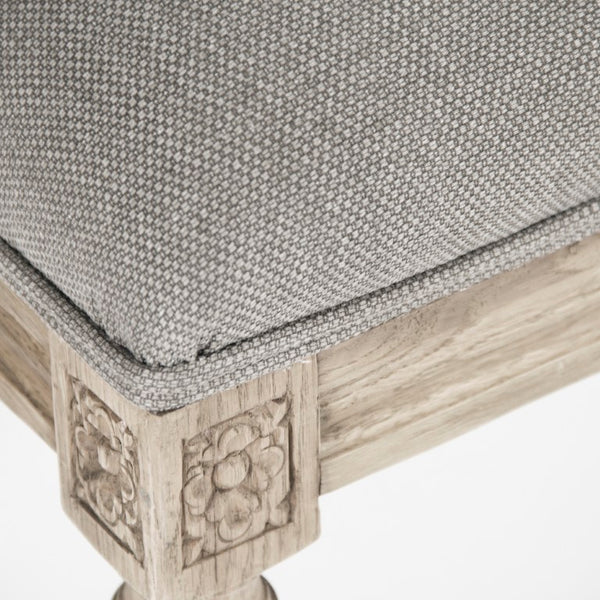 Zentique Louis Tufted Bench with Neutral Linen Upholstery and Solid Oak Legs for Stylish Entryway Seating Natural Oak, Grey Linen CFH034-3-Z E255 A048