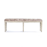 Louis Tufted Bench Distressed Ivory Birch, Crushed Champagne Velvet CFH034-3 309 A Zentique