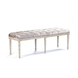 Louis Tufted Bench Distressed Ivory Birch, Crushed Champagne Velvet CFH034-3 309 A Zentique