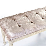Louis Tufted Bench Distressed Ivory Birch, Crushed Champagne Velvet CFH034-3 309 A Zentique