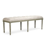 Louis Tufted Bench Faux Olive Green Birch, Natural Linen CFH034-3 432 A003 Zentique