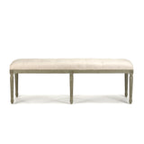 Louis Tufted Bench Faux Olive Green Birch, Off-White Cotton CFH034-3 432 C020 Zentique