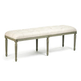 Louis Tufted Bench Faux Olive Green Birch, Off-White Cotton CFH034-3 432 C020 Zentique