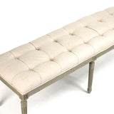 Louis Tufted Bench Faux Olive Green Birch, Off-White Cotton CFH034-3 432 C020 Zentique