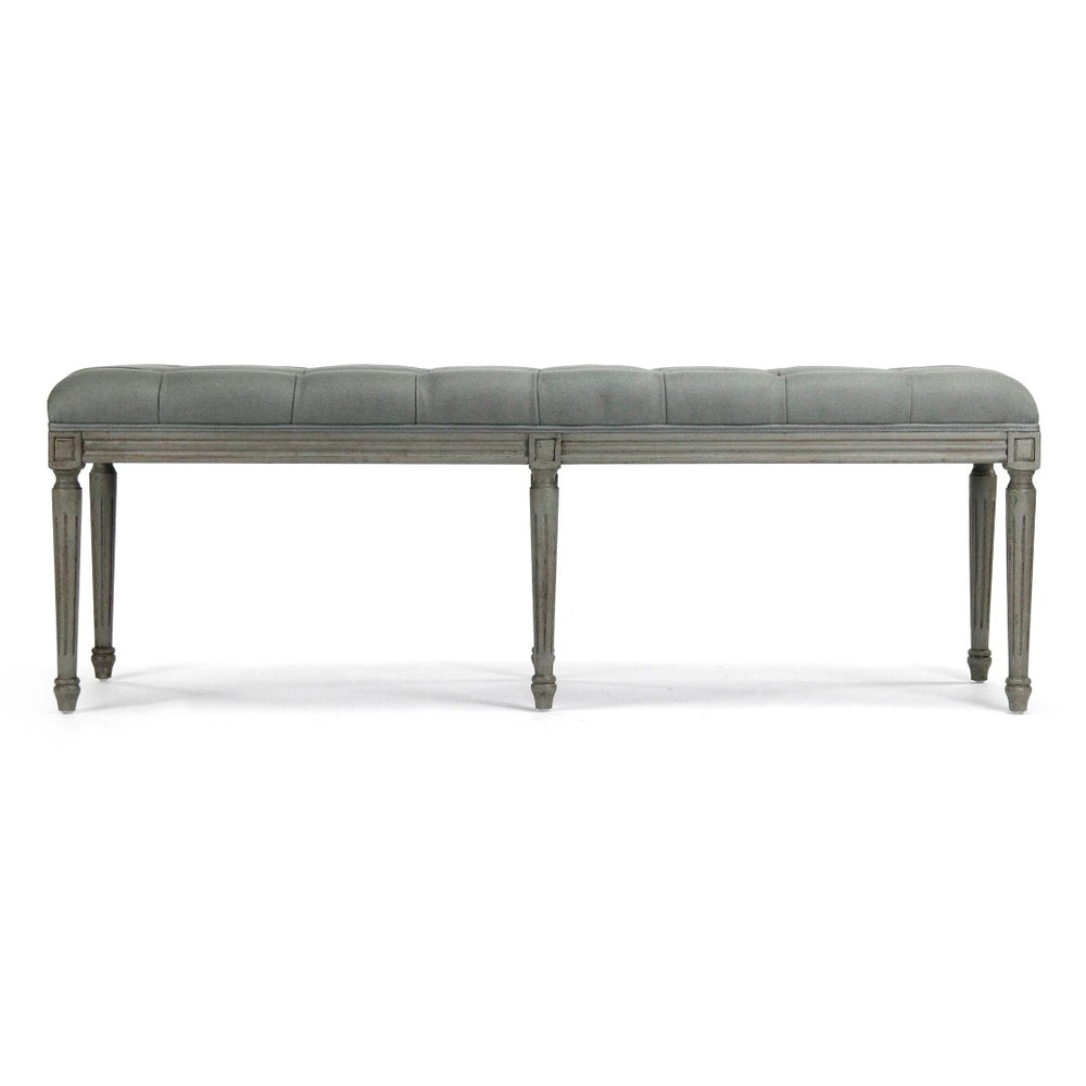 Zentique Louis Tufted Bench - Luxurious Sage Linen Accent For Stylish Living Room Seating & Decor Upgrade Faux Olive Green Birch,Sage Linen Birch,Linen Cfh034-3 432 I