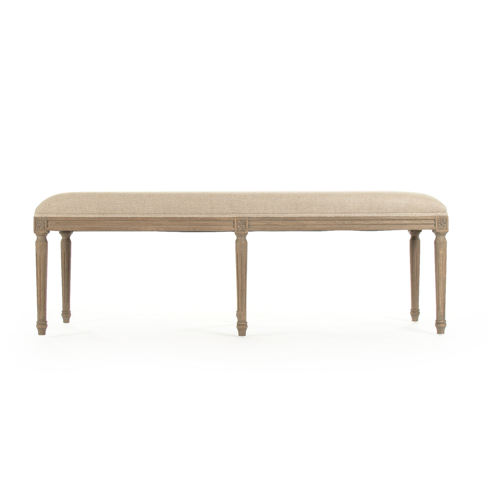 Louis Red Striped Bench Reclaimed Oak, Khaki Linen with Red Stripe CFH034-3 E255-3 A034 Red Stripe Zentique