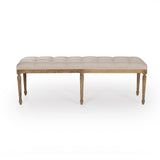 Louis Tufted Bench Natural Oak, Natural Linen CFH034-3 E255 A003 Zentique