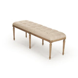 Louis Tufted Bench Natural Oak, Natural Linen CFH034-3 E255 A003 Zentique