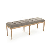 Louis Tufted Bench Limed Grey Oak, Grey Linen CFH034-3 E272 A048 Zentique