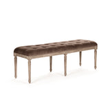 Louis Tufted Bench Limed Grey Oak, Brown Velvet CFH034-3 E272 V011 Zentique