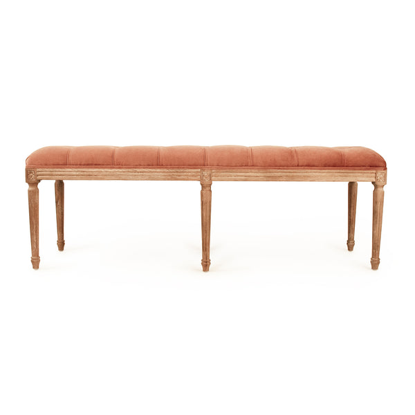 Louis Tufted Bench Limed Grey Oak, Rose Velvet CFH034-3 E272 V069 Zentique