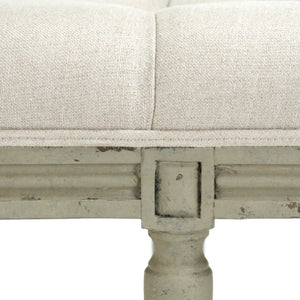 Zentique Louis Tufted Bench with Birch Frame and Premium Linen Upholstery — Elegant Seating for Entryway or Bedroom Faux Olive Green Birch, Natural Linen CFH034-3 432 A003